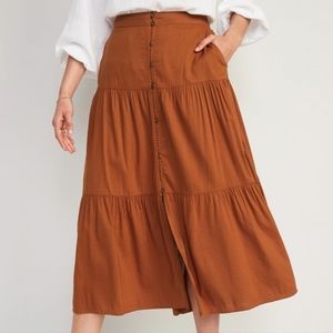 Button-down, tiered, fall skirt
